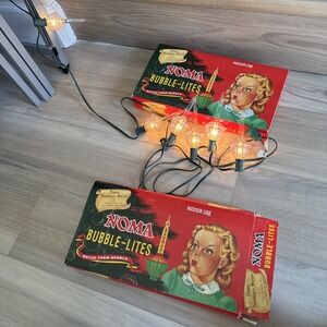 Vintage Noma Bubble Lites 2 Boxes With Clear White Lights Made In Taiwan